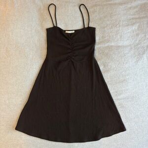Reformation Black Ribbed Spaghetti Strap Mini Dress